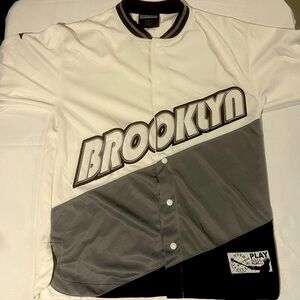 Vintage White Counterattack Brooklyn Baseball Short Sleeve Jersey Men's M